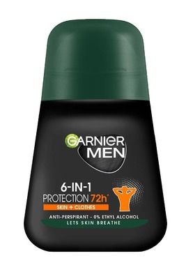 Garnier, Men, dezodorant roll-on, 6in1 Protection 72h, skin+clothes, 50 ml