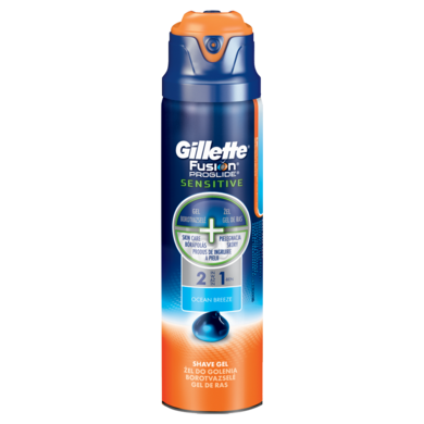 Gillette, Fusion ProGlide Sensitive, Ocean Breeze, żel do golenia dla mężczyzn, 170 ml