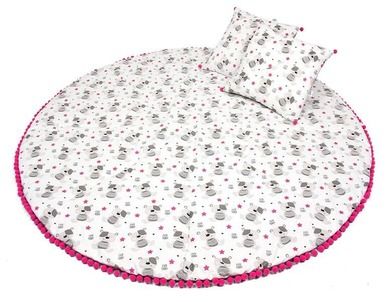 Glik, Teddy, wodoodporna mata + 2 poduszki, różowa, 150 cm