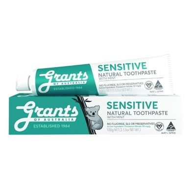 Grants of Australia, Sensitive Natural Toothpaste, naturalna kojąca pasta do zębów wrażliwych bez fluoru, 100 g