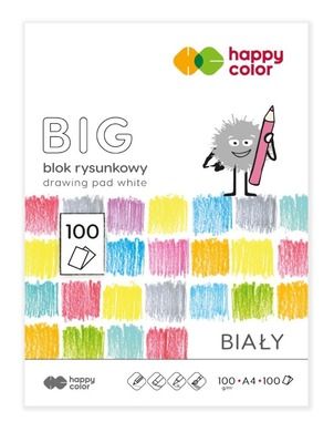 Happy Color, Big, blok rysunkowy, biały, A4, 100 g, 100 arkuszy