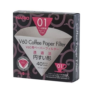 Hario, filtry papierowe do dripa V60-01, 40 szt.