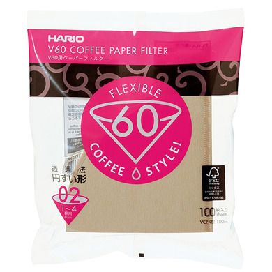 Hario, filtry papierowe Misarashi, brązowe, V60-02, 100 szt.