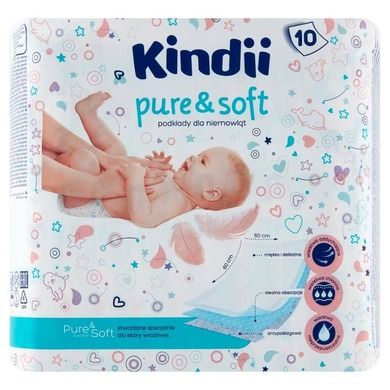 Kindii, Pure & soft, podkłady jednorazowe dla niemowląt, 10 szt.