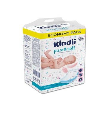 Kindii, Pure & Soft, podkłady jednorazowe dla niemowląt, 30 szt.