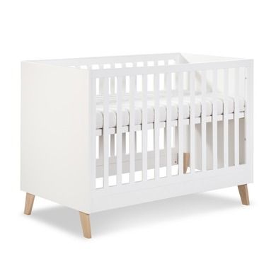 Klupś, Noah, łóżeczko niemowlęce z barierką, biały dąb, 120-60 cm