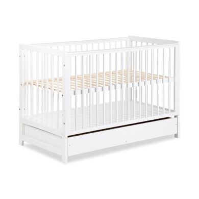Klupś, Timi, łóżeczko niemowlęce z barierką, białe, 120-60 cm