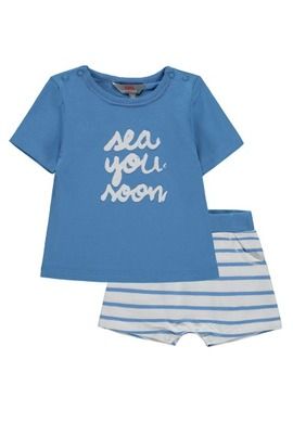 Komplet niemowlęcy, T-shirt, Szorty, niebieski, Kanz