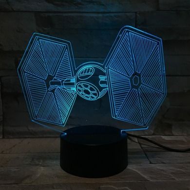 Lampka nocna LED, 3D, Gwiezdne Wojny, Myśliwiec, hologram + pilot