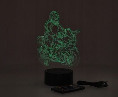 Lampka nocna LED, 3D, Ścigacz, hologram + pilot