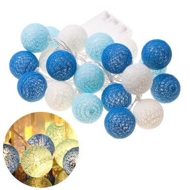 Lampki dekoracyjne LED, cotton balls, niebieskie