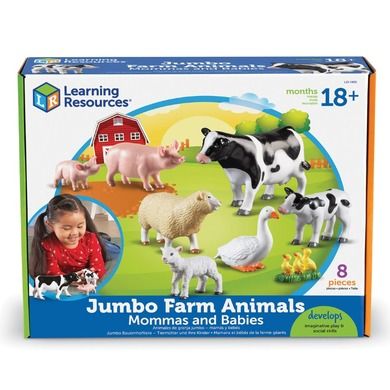 Learning Resources, Mamy i Dzieci, Zwierzęta domowe, Farma, zestaw dużych figurek, 8 szt.