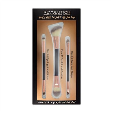 Makeup Revolution, Brush Flex & Sculp Brush Set, zestaw pędzli do makijażu, 3 szt.