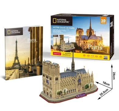 Cubic Fun, National Geographic, Notre Dame, puzzle 3D, 128 elementów