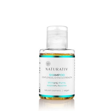 Naturativ, Shampoo Gentleness Shine & Strength, mini szampon, łagodność, blask & wzmocnienie, 45 ml