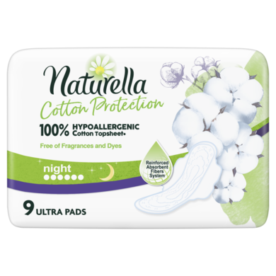 Naturella, Cotton Protection Ultra Night, podpaski ze skrzydełkami, 9 szt.
