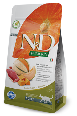 N&D Pumpkin, karma dla kotów dorosłych, kaczka, dynia i melon Cantaloupe, 1,5 kg
