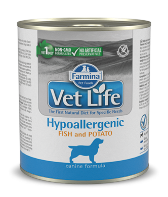 N&D Vet Life, Hypoallergenic, karma dla psów dorosłych, ryba i ziemniaki, 300 g