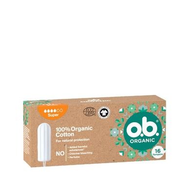 O.B., Organic, tampony, super, 100% cotton, 16 szt.