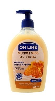 On Line, mydło w dozowniku, Mleko & Miód, 500 ml