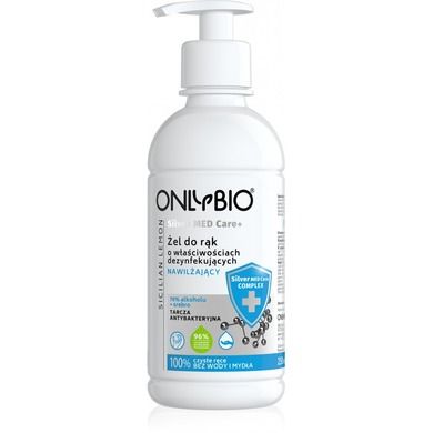 OnlyBio, Silver Med Care+, nawilżający żel do rąk o właściwościach dezynfekujących, 250 ml