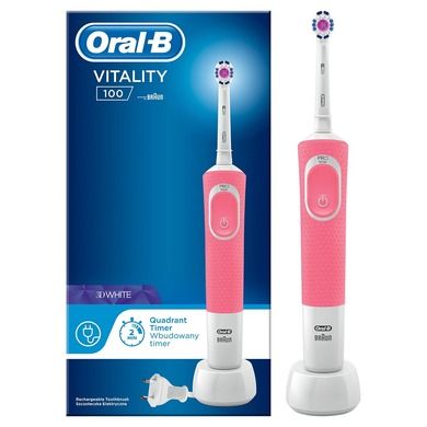 Oral-B, Vitality 100 3D White, szczoteczka do zębów, różowa