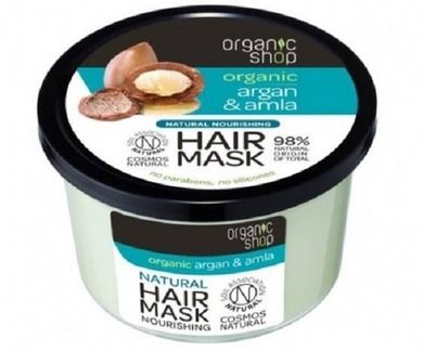 Organic Shop, Hair Mask, maska odbudowująca do włosów, Argan & A mla, 250 ml