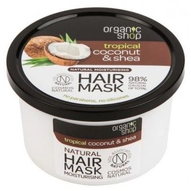 Organic Shop, Natural Moisturising Hair Mask, naturalna nawilżająca maska do włosów, Coconut & Shea, 250 ml