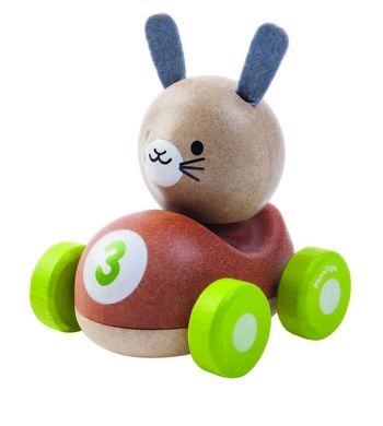 Plan Toys, Drewniana wyścigówka, królik