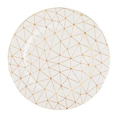 Podtalerz biały w złoty wzór geometryczny, 33 cm