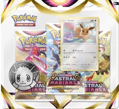 Pokemon TCG: Astral Radiance 3-pack Blister - Eevee, gra karciana, 3 boostery