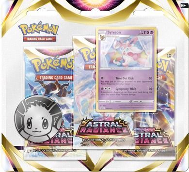 Pokemon TCG: Astral Radiance 3-pack Blister - Sylveon, gra karciana, 3 boostery