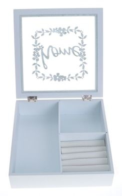 Pudełko na biżuterię home, białe z szybką, 22-6-22 cm