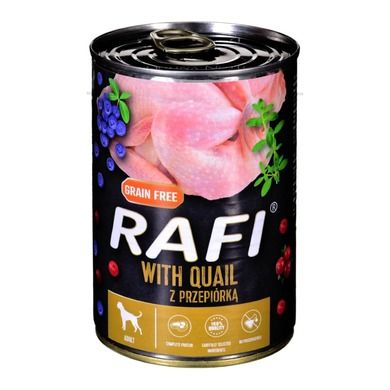 Rafi, karma mokra dla psa, przepiórki, borówki, żurawina, 400 g