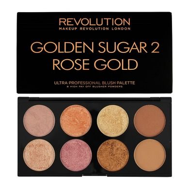 Makeup Revolution, Ultra Blush Palette 8, Golden Sugar 2 Rose Gold, zestaw do konturowania twarzy, 13 g