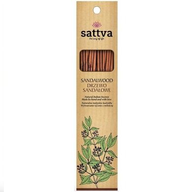 Sattva, Natural Indian Incense, naturalne indyjskie kadzidełko, Drzewo Sandałowe, 15 szt.