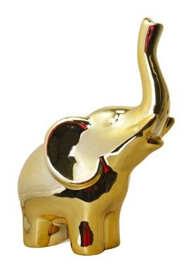 Słoń ceramiczny, złoty, 17-11-25 cm