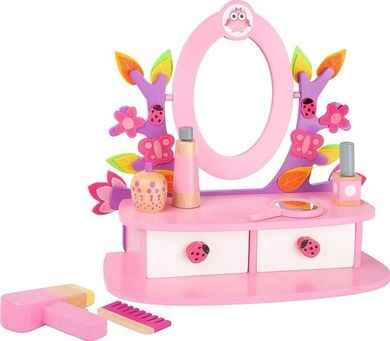 Small Foot, Różowa księżniczka, drewniana toaletka z akcesoriami