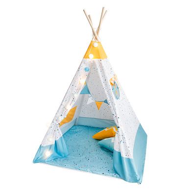 Smiki, namiot tipi dla dzieci, wzór straciatella, żółto-niebieskie