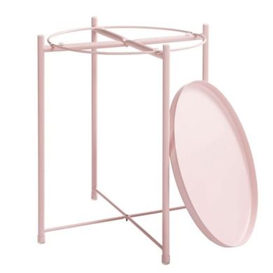 Stolik okrągły, metalowy, styl Loft, różowy