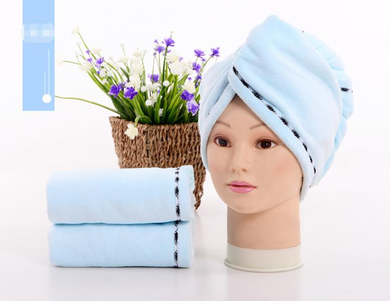 Superchłonny ręcznik do włosów, turban z mikrofibry, błękitny