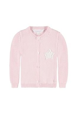 Sweter dziewczęcy, rozpinany, bawełna organiczna, różowy, gwiazdka, Bellybutton