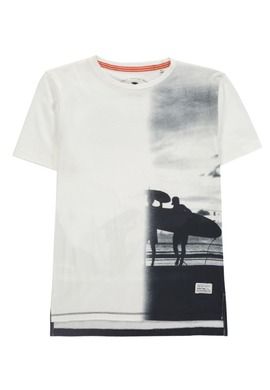 T-shirt chłopięcy, biało-czarny, surferzy, Tom Tailor
