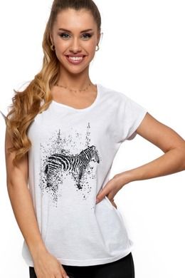 T-shirt damski, biały, zebra, Moraj