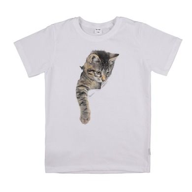 T-shirt dziewczęcy, biały, kotek, Tup Tup