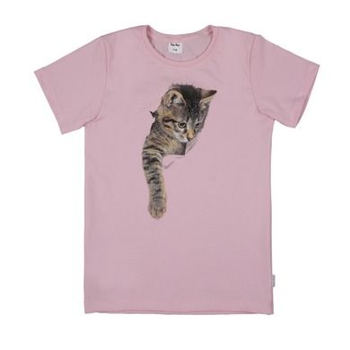 T-shirt dziewczęcy, różowy, kotek, Tup Tup