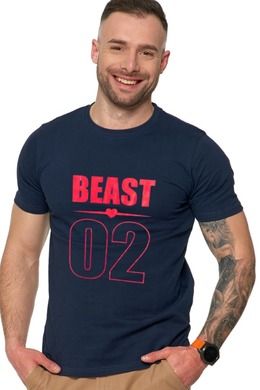 T-shirt męski, granatowy, Beast, Moraj