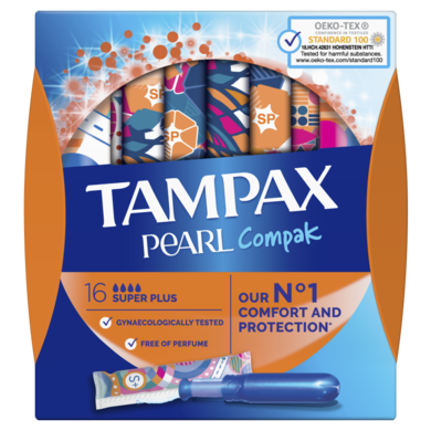 Tampax, Pearl Compak Super Plus, tampony z aplikatorem, 16 szt.