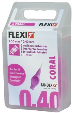 Tandex, czyściki międzyzębowe, Flexi 0,4-2,5 mm, Micro Fine, coral, różowy, 6 szt.