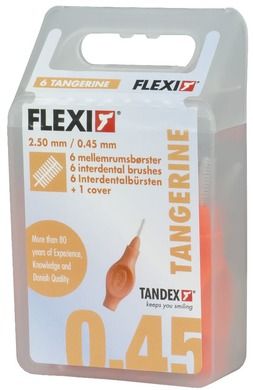 Tandex, czyściki międzyzębowe, Flexi 0,45-2,5 mm, Ultra Fine, tangarine, pomarańczowy, 6 szt.